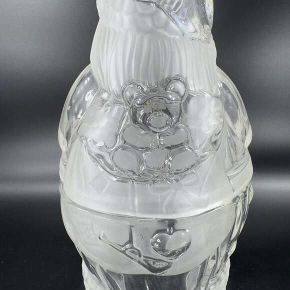 Gorham Holiday Traditions Crystal Glass Clear Santa Treat Jar Frosted Germany - Picture 9 of 13
